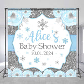 Lofaris Custom Winter Flower Snowflake Baby Shower Backdrop